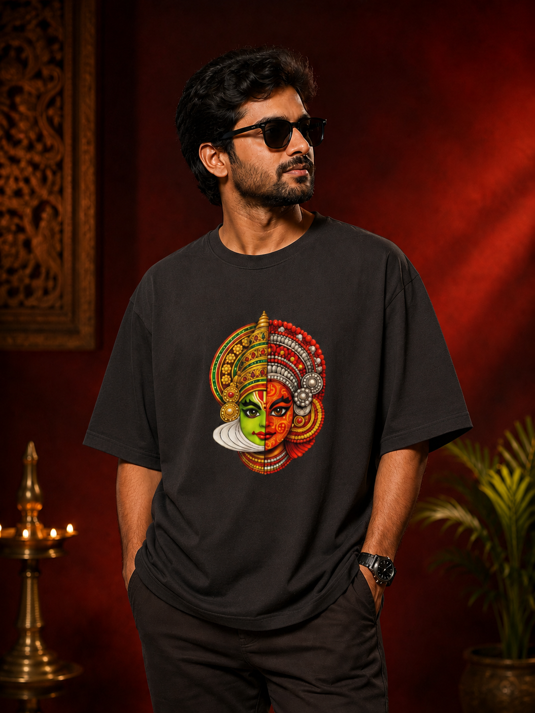 Kathakali and Theyyam Fusion | Unisex Oversized Standard T-Shirt