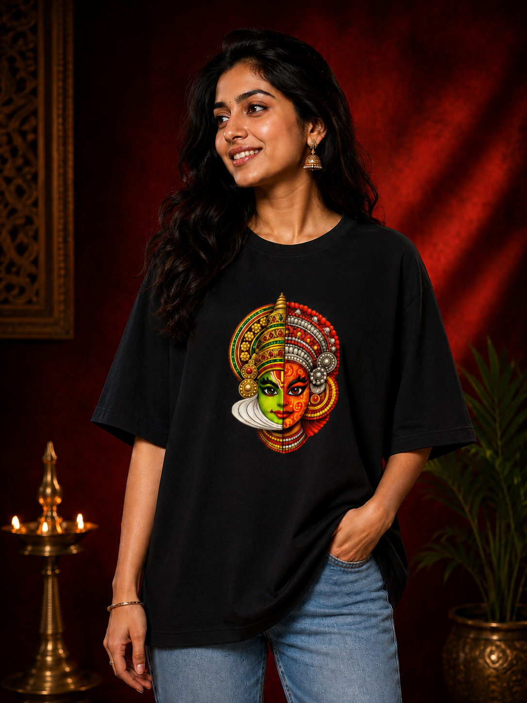 Kathakali and Theyyam Fusion | Unisex Oversized Standard T-Shirt